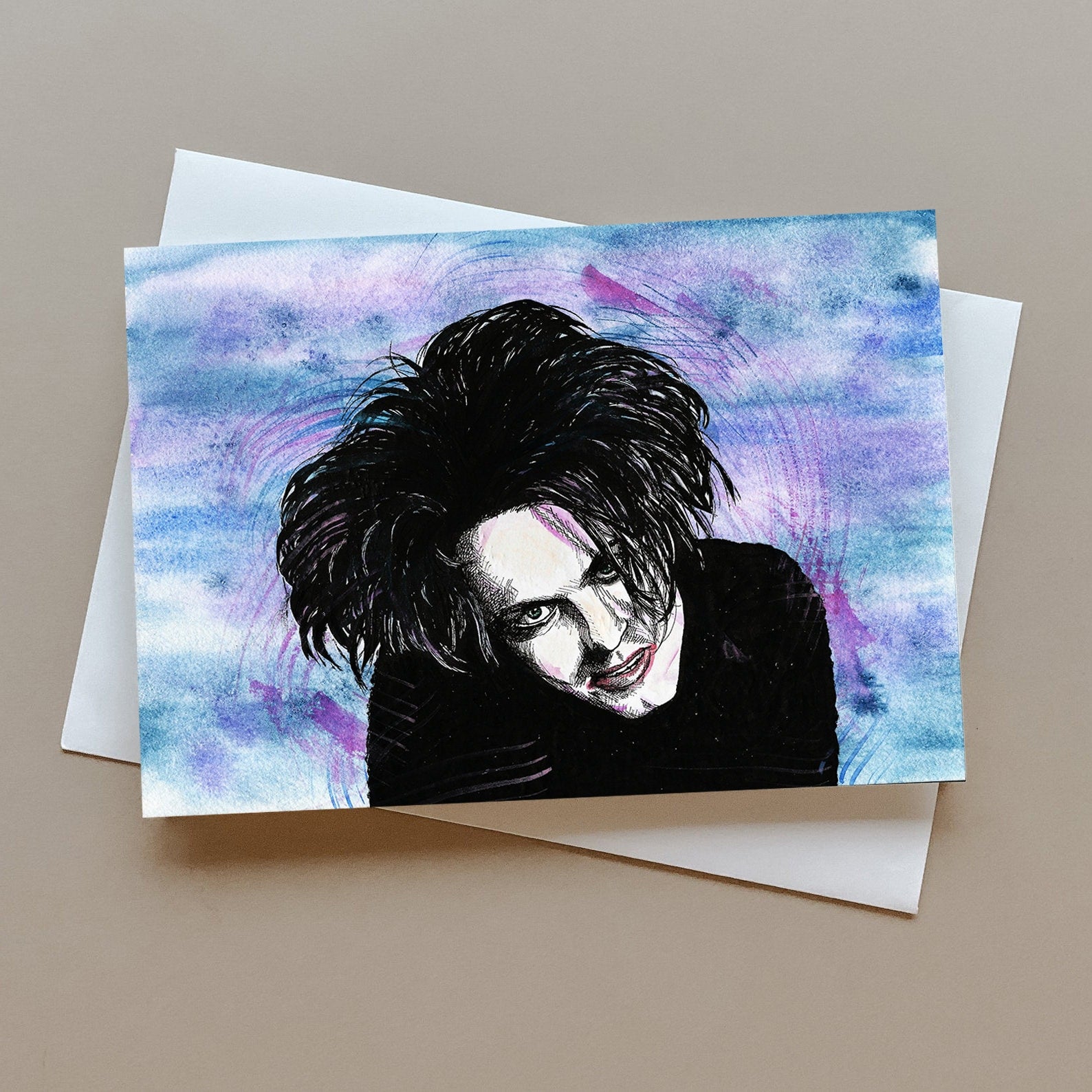 Robert Smith inspired Christmas card, gift for Cure fan, greeting card for  goth music fans, music Christmas gift, new wave Christmas card