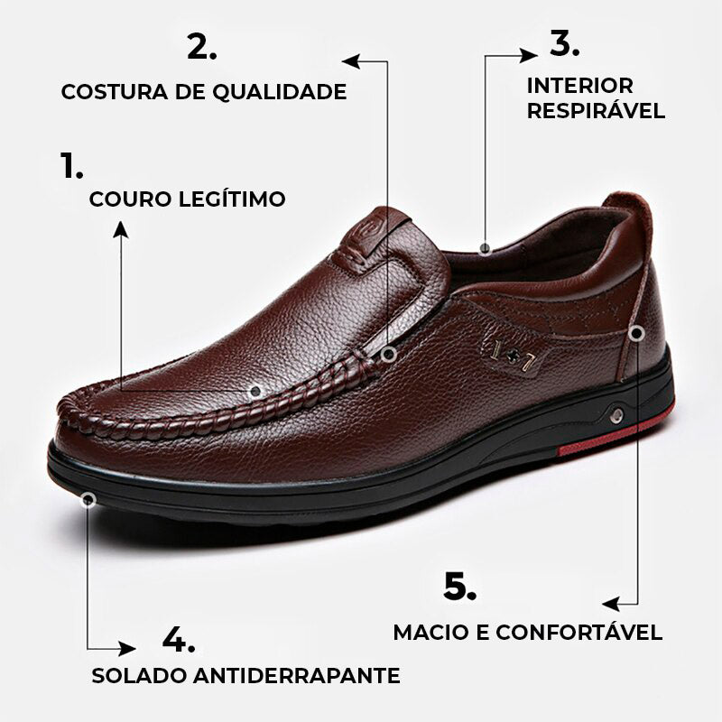 Sapato Mocassim de Couro Masculino - Classic Comfort