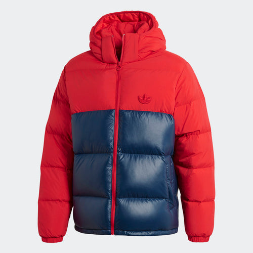 Adidas Down Blocked Puffer Jacket - Scarlet / Collegiate Navy