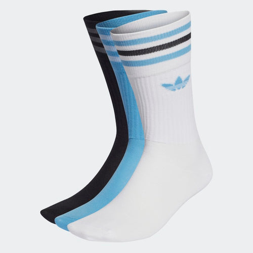 Adidas Solid Crew Socks - White / Lightblue / Black