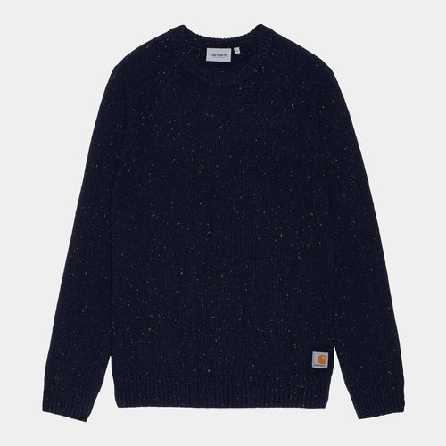 Carhartt WIP Anglistic Sweater - Speckled Dark Navy