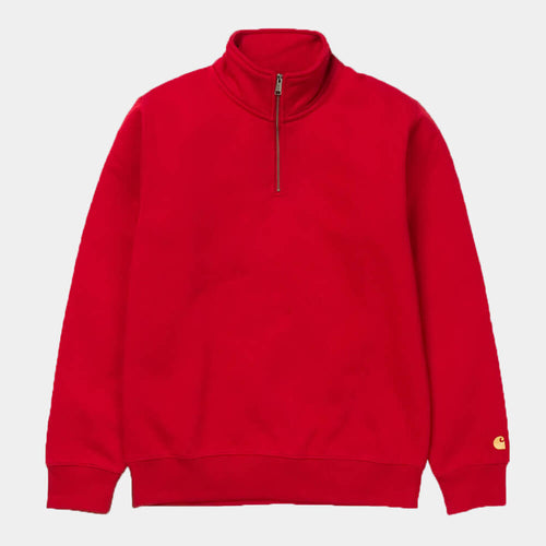 Carhartt WIP Chase Neck Zip Sweatshirt - Blast Red / Gold