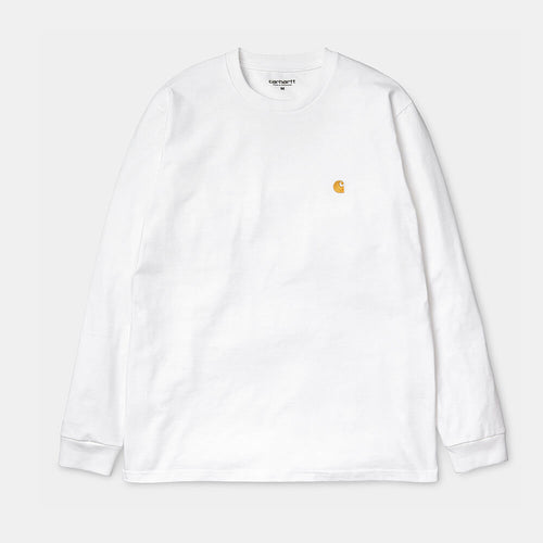 Carhartt WIP L/S Chase T-Shirt - White / Gold