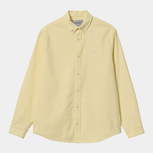 Carhartt WIP L/S Madison Fine Cord Shirt - Soft Yellow / White