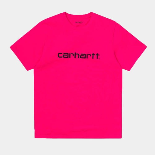 Carhartt WIP S/S Script T-Shirt - Ruby Pink / Black