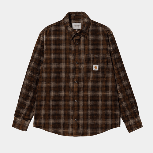 Carhartt WIP L/S Flint Shirt - Wiley Check, Hamilton Brown (rinsed)