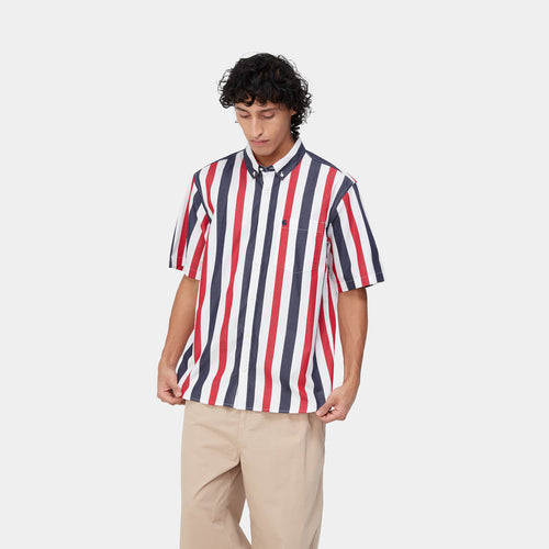 Carhartt WIP S/S Elcano Shirt - Elcano Stripe, Arcade / Dark Navy