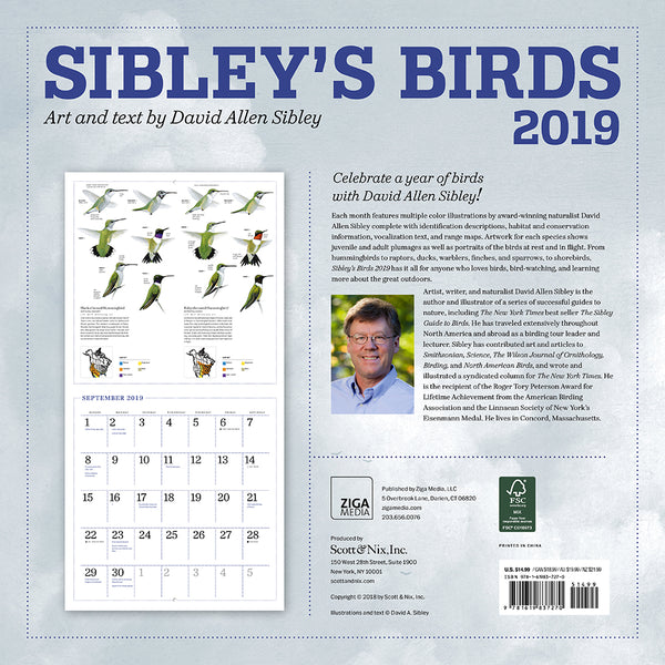 Sibley's Birds 2019 Calendar Scott & Nix
