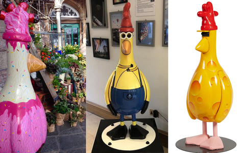 Feathers McGraw in disguise at Gromit Unleashed 2 Trail Bristol. One in a Minion, Game of Cones and Fromage McGraw by Peter Lord Morph creator