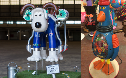 Interactive GU sculptures Gromjet and IN-COG-NITO from Gromit Unleashed 2