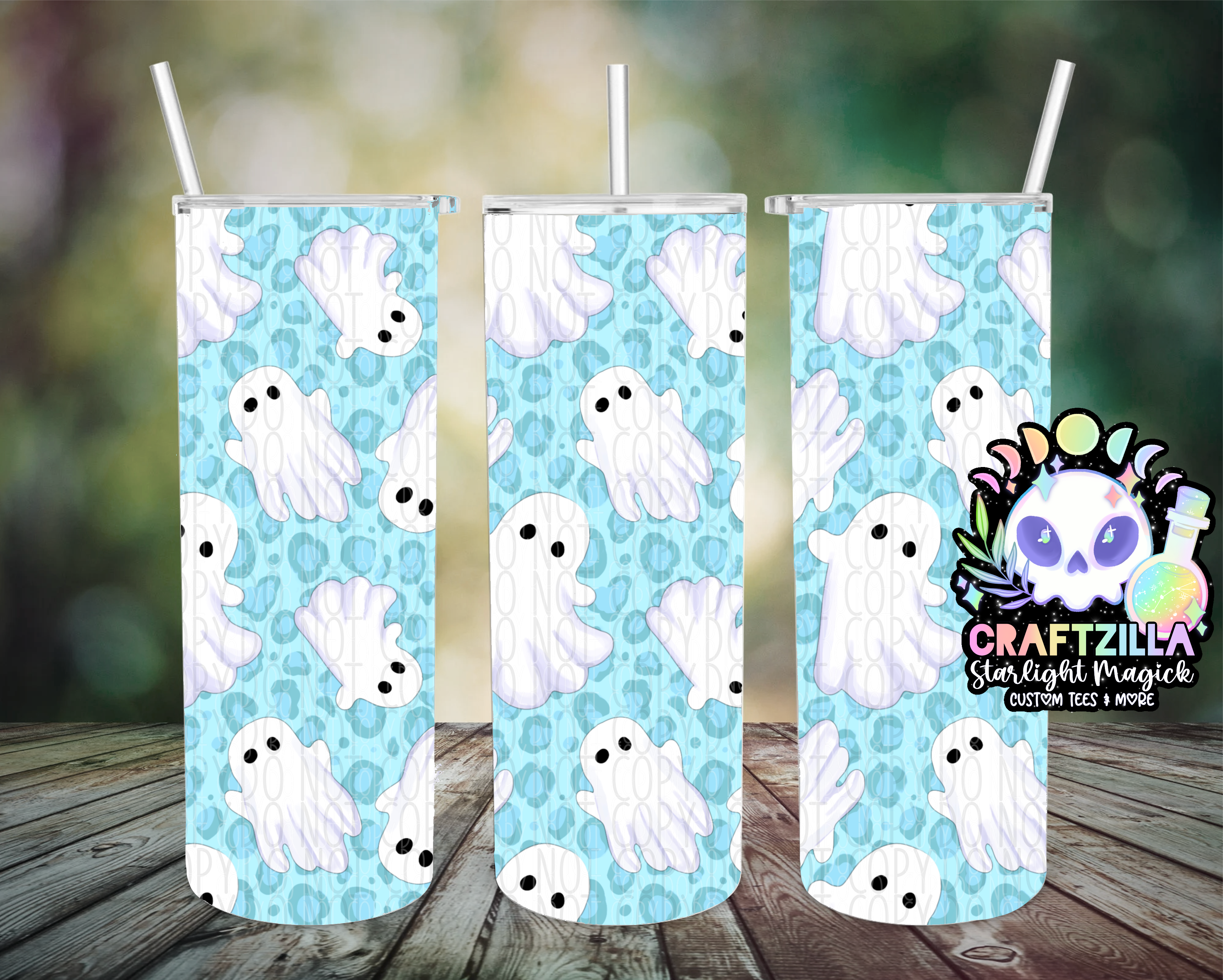 Dancing Ghosties (Light Blue) Drinkware