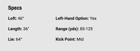 Pitching wedge specifications