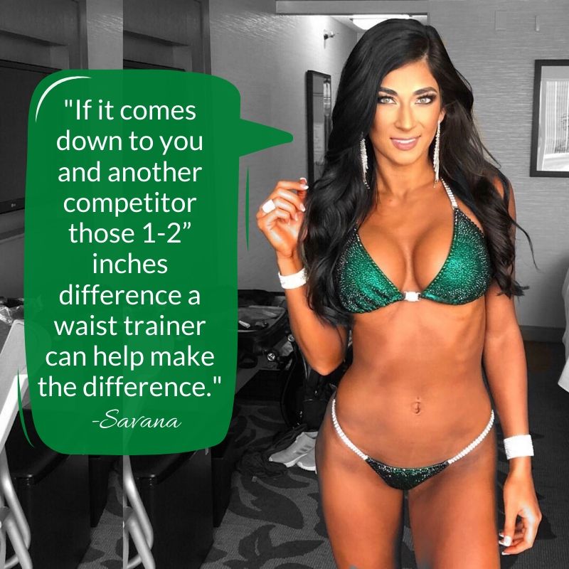 Waist trainers for bikini competitors, waist trainer for npc bikini, corset training for competition, lose inches from waist training