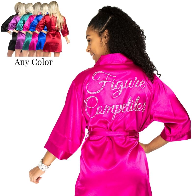 Competition Day Robes from Angel Competition Bikinis, the best backstage robe for bikini competitors, npc show day robe, figure competitor robe