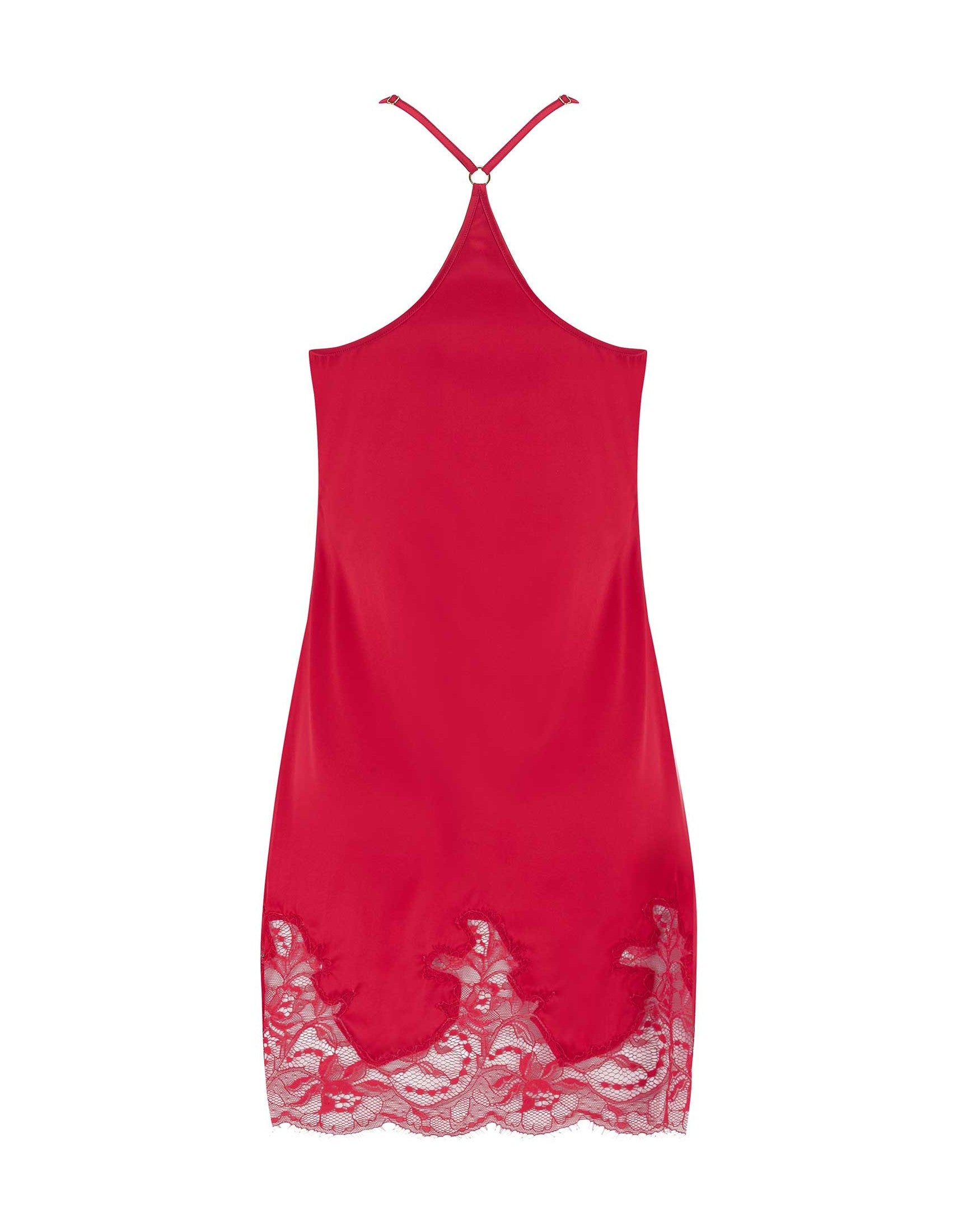 Adeline Red Silk & Lace Babydoll Chemise