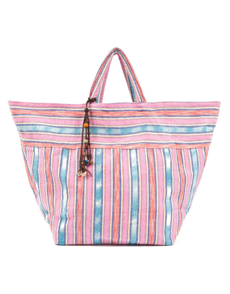 Jadetribe’s samui stripe beach bag in pink - Catriona MacKechnie