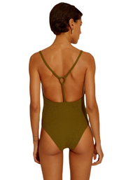 Lenny Niemeyer Y Back One Piece Swimsuit Textured Moss Green