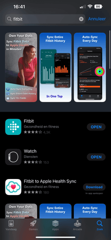 Fitbit in de appstore