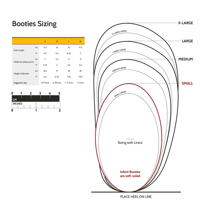 stonz baby boots size chart