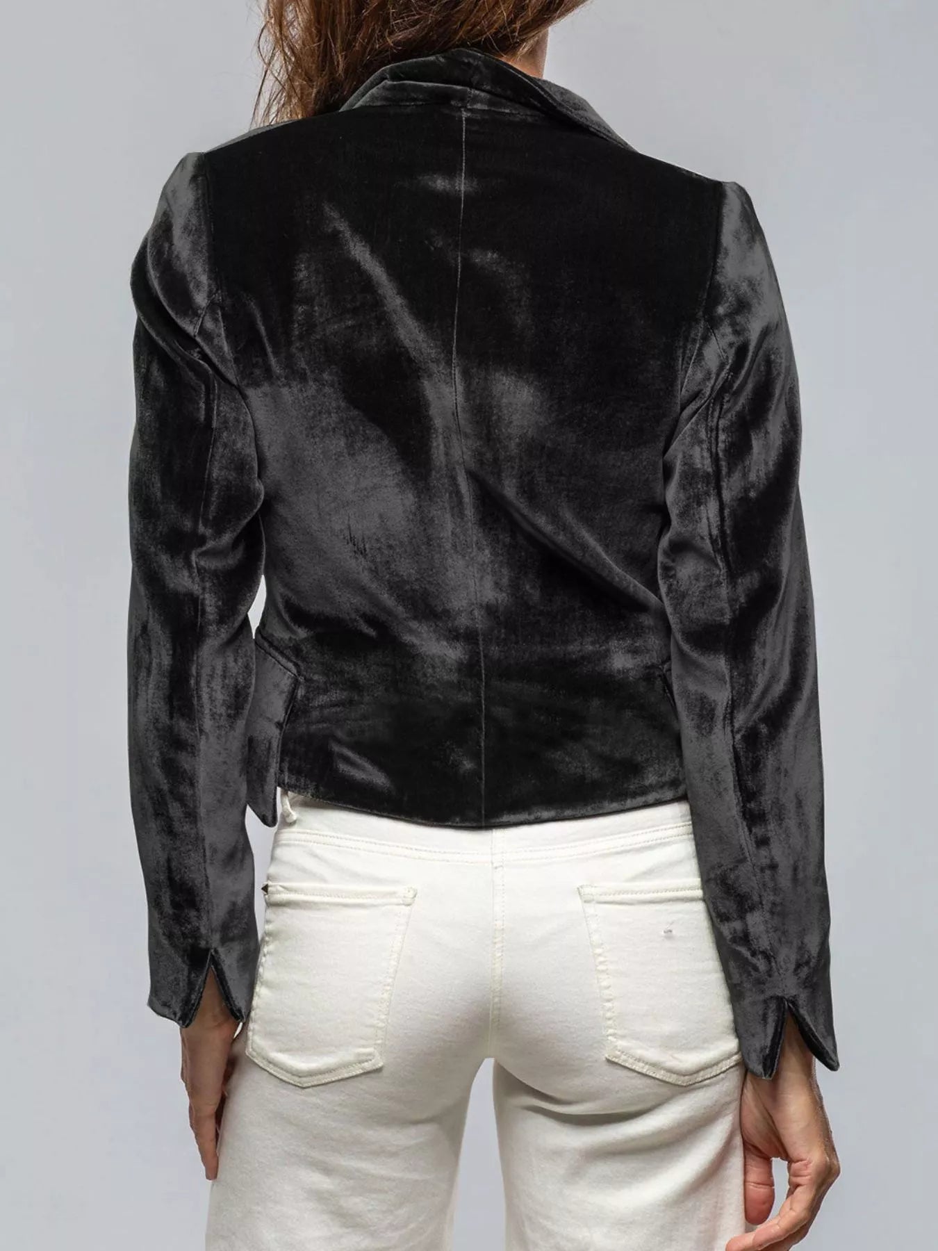 Wine red velvet blazer elegant styling detail close-up