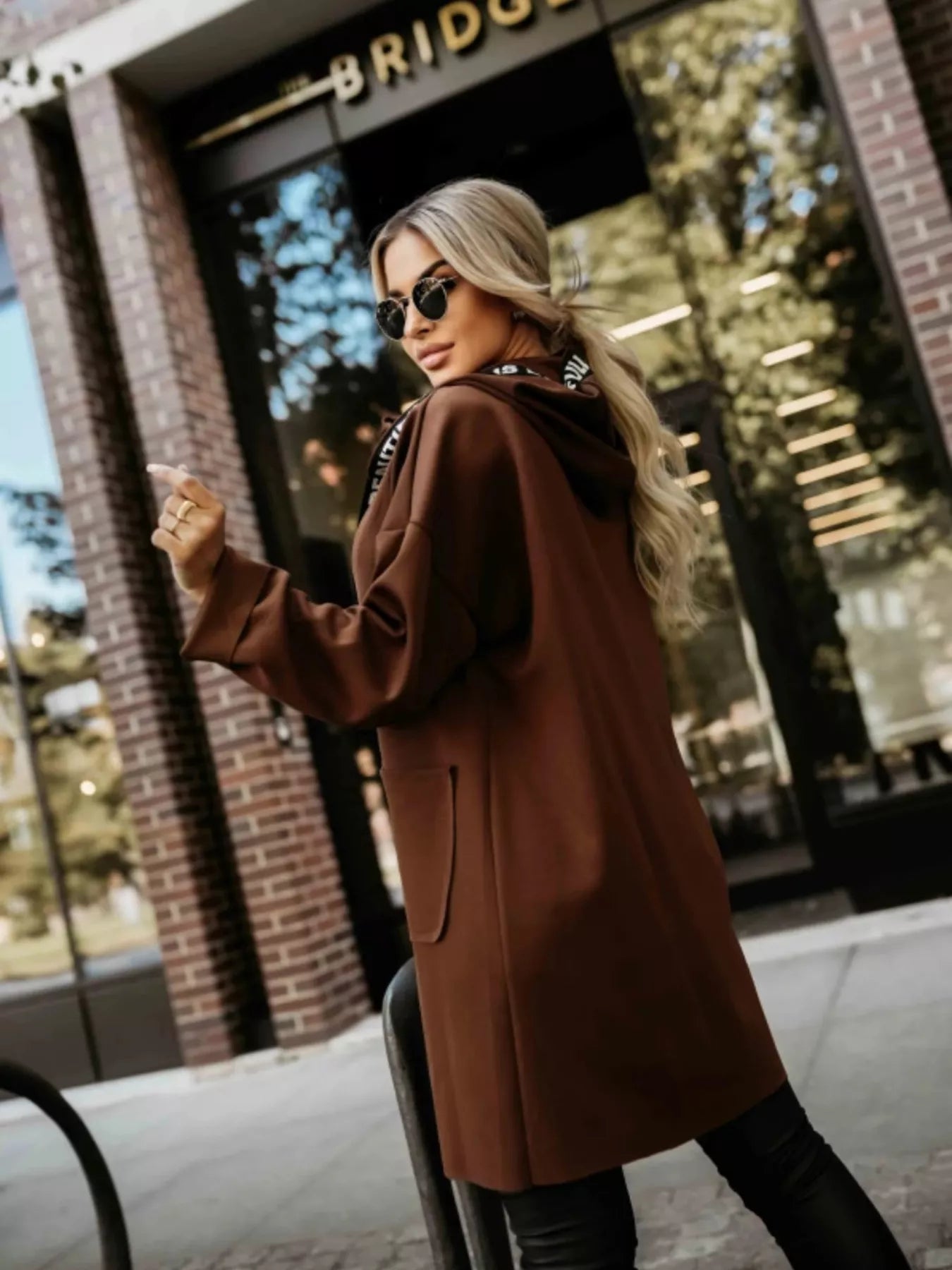 Longline hooded jacket casual comfortable styling