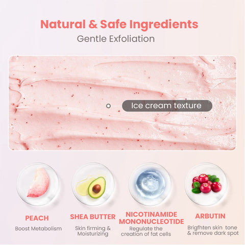 Oveallgo™ Peach PURI Exfoliating Smooth Body Scrub