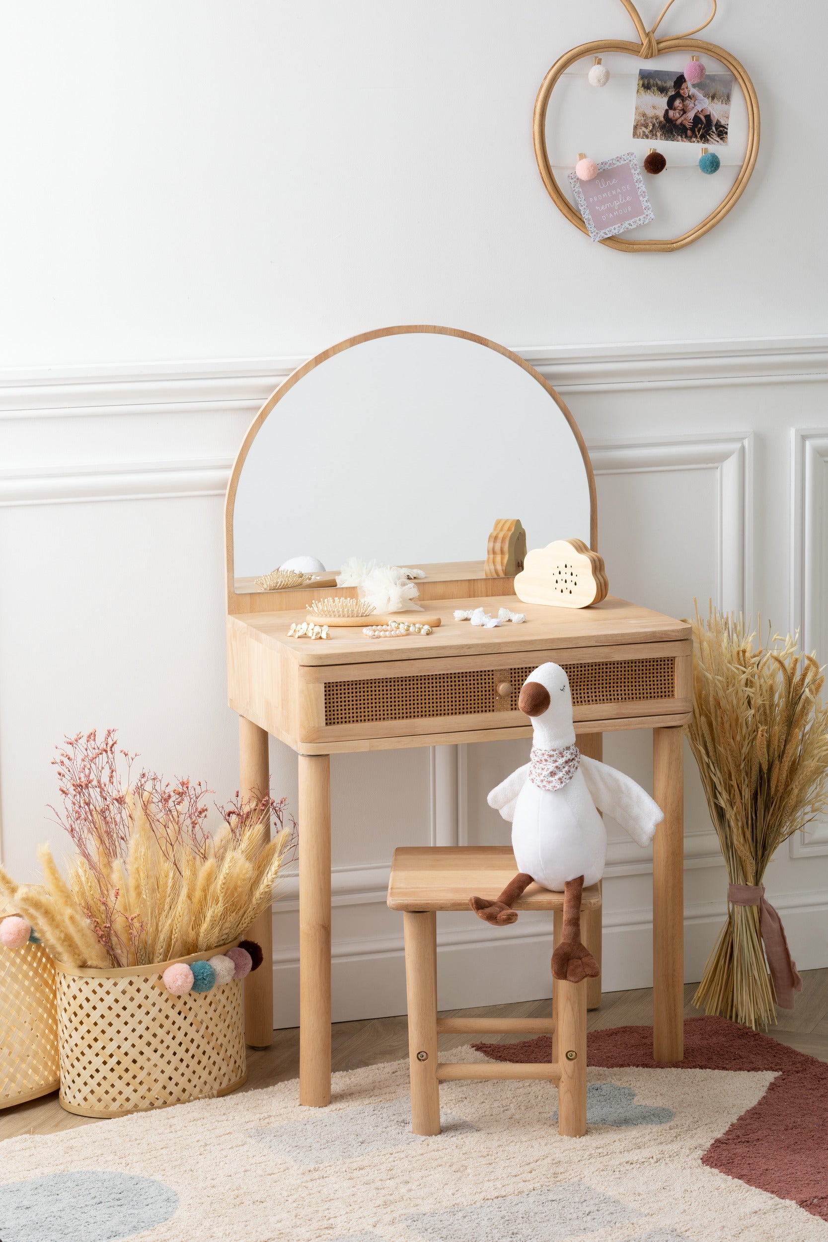 bord zuur Fascineren Atmosphera Kids Make up tafel Country - Met kruk en spiegel – beaubybo