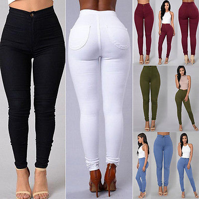 Sexy Mid Waisted Stretch Flared Pants Women Slim Fit Denim Jeans