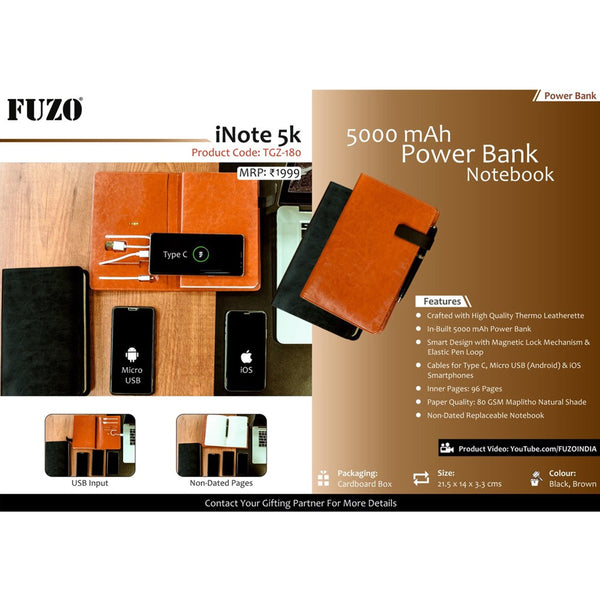 iNote 5000 mAh Power Bank Notebook with 16 GB Pen Drive - TGZ-162 – Marsh  Clothing