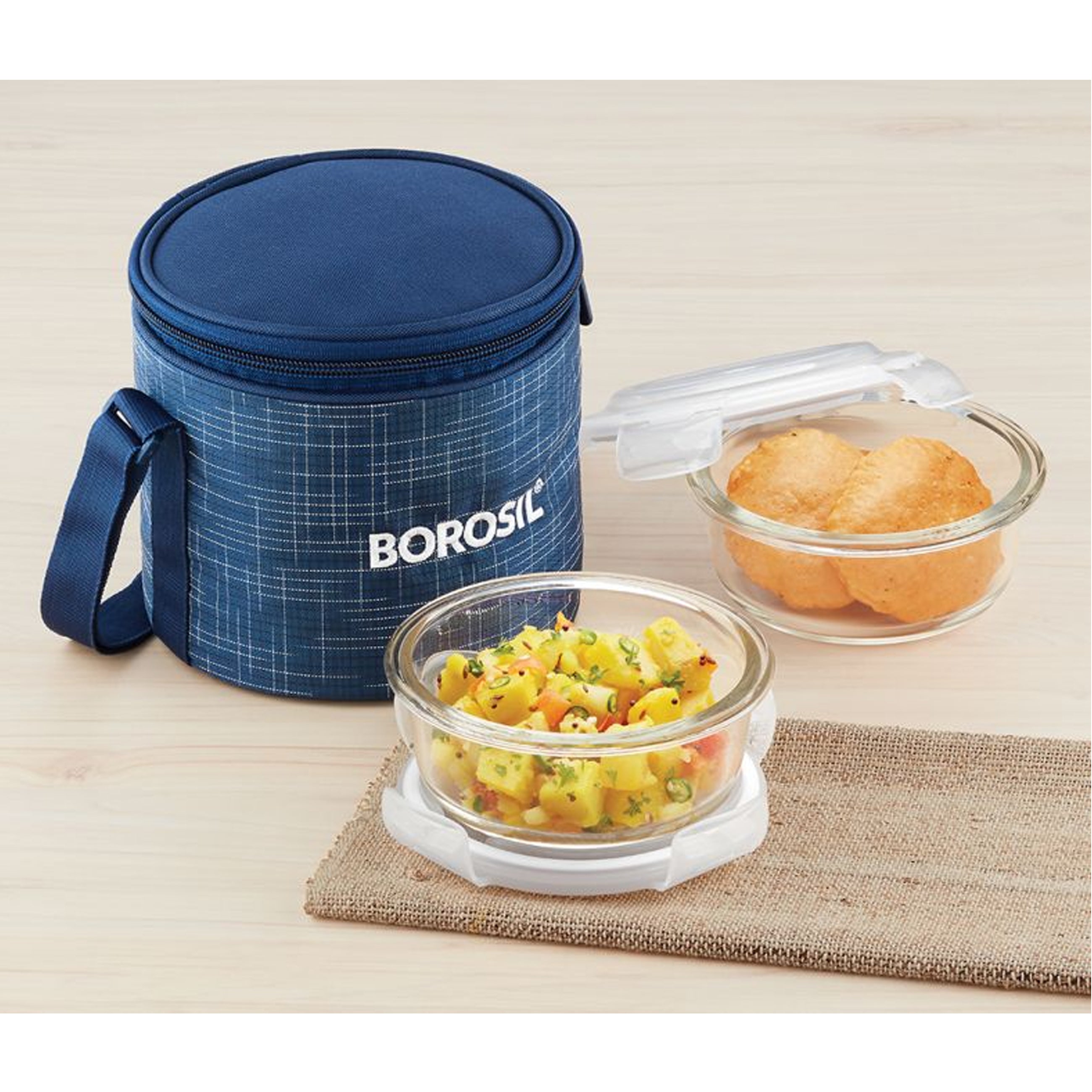 2 Round Microwavable Glass Lunch Box (Foodluck Flat) - ICYCSBS400H