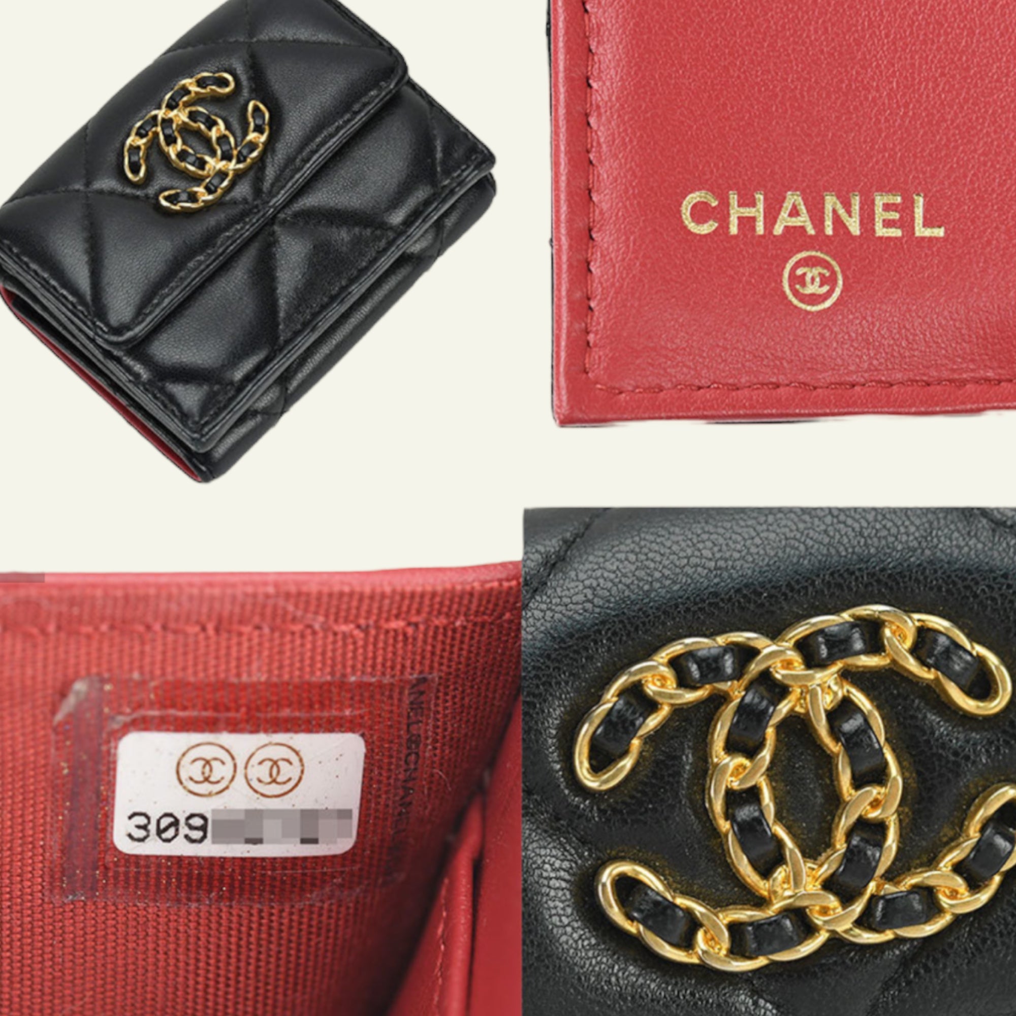 CHANEL Lambskin Quilted Chanel 19 Small Flap Wallet Black 652892   FASHIONPHILE