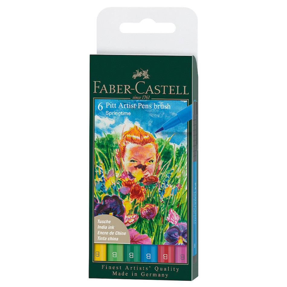 Faber-Castell Pitt Artist Pen Brush Wallet of 6 Springtime