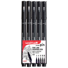 Uni Pin Fineliner Black Drawing Pen Set of 12 – Anandha Stationery