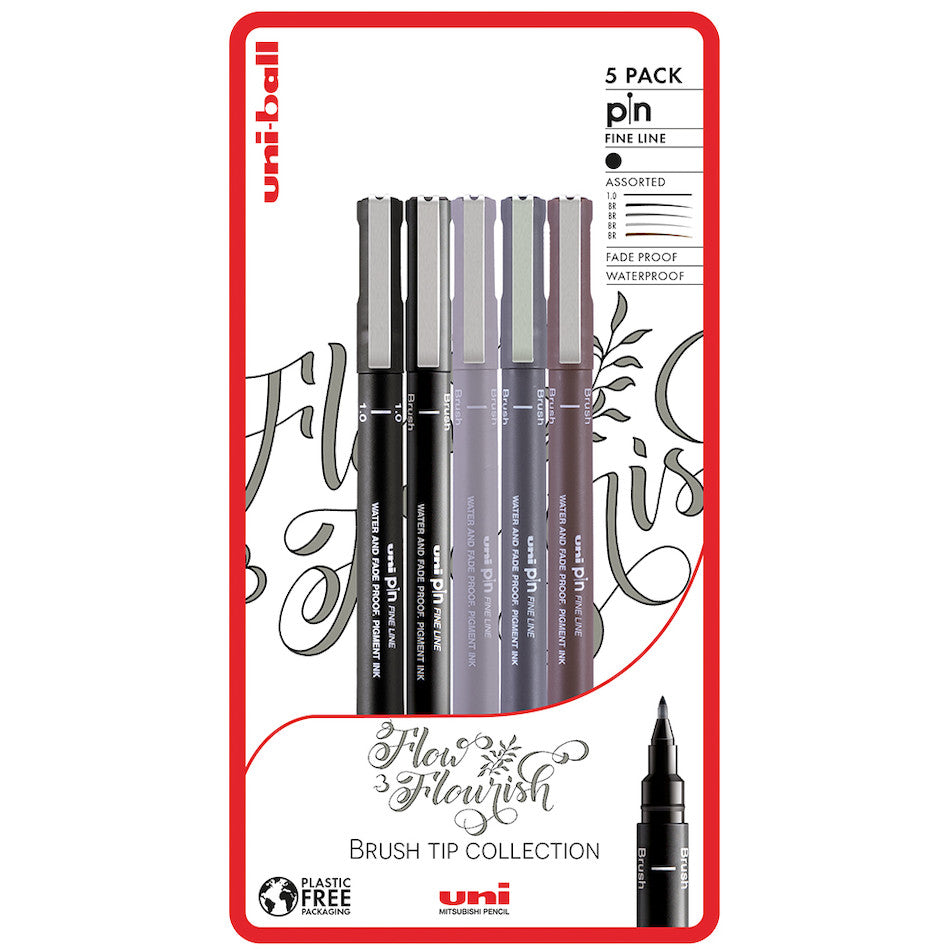 Uni Pin Fineliner Pen Black - Set of 5