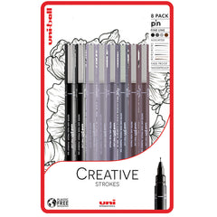 Uni Pin Fineliner Drawing Pen – Complete Set of 11 Grades – Black