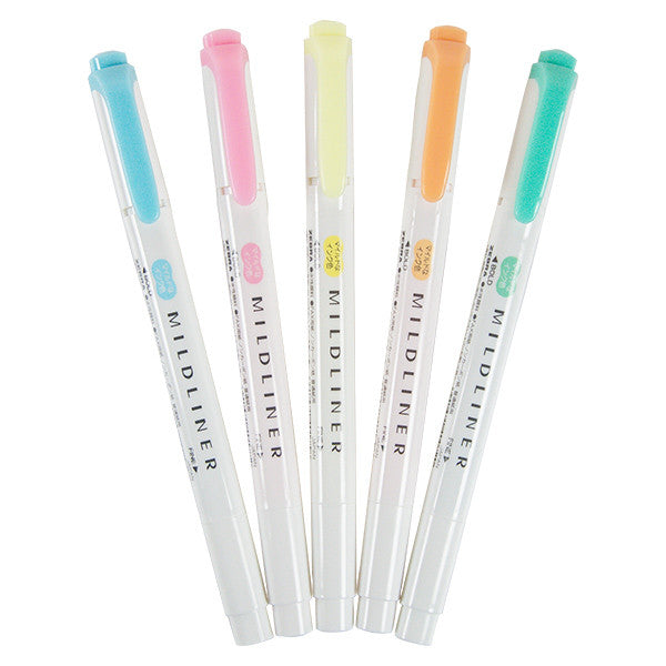 Zebra Mildliner Twin Tip Pastel Highlighter Set of 5