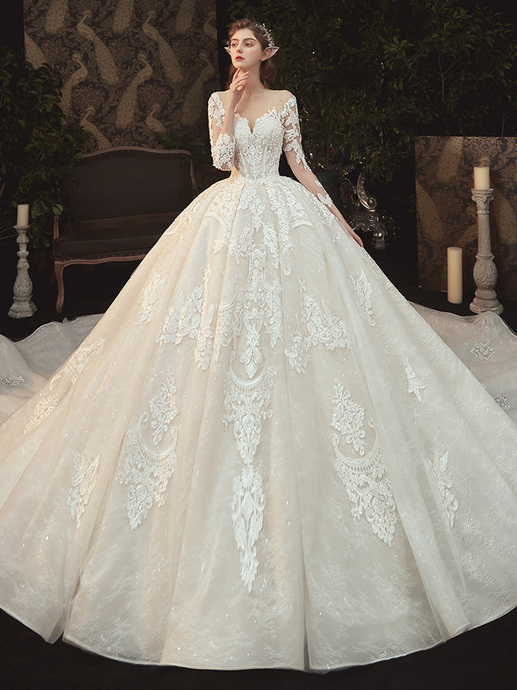 Early Spring 2023 long-sleeved trailing dress wedding dress- Moonly ...