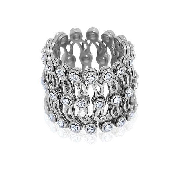 GIVA 925 Sterling Silver Zircon Studded Supple Ring Cum Bracelet