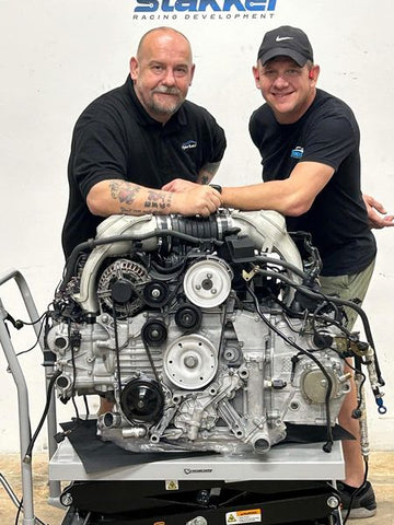 Lee Jenkins, Hartech Director and Engine Builder, with Brandon Clark of Slakker Racing.