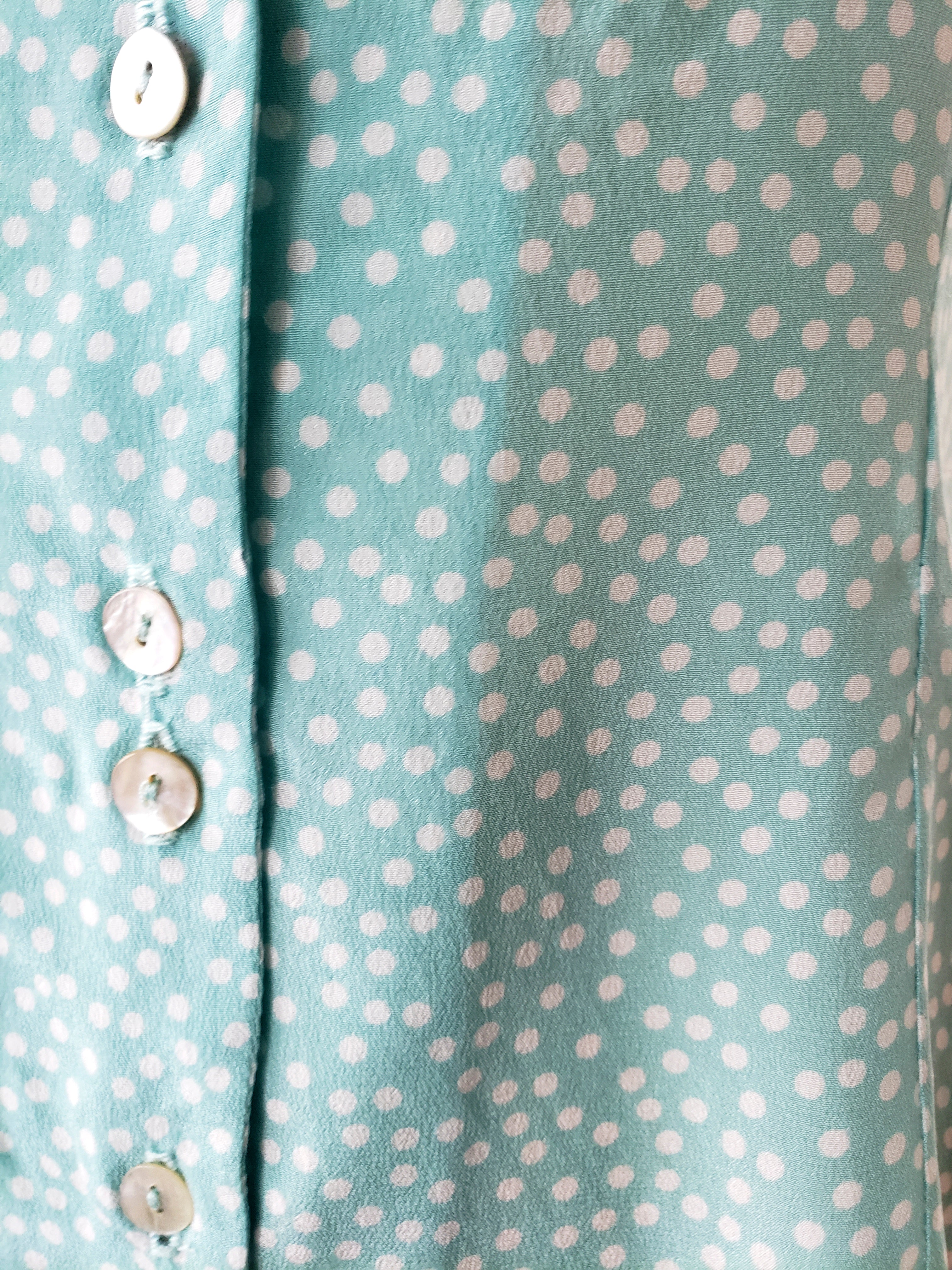 Madeline blouse-Aqua dot