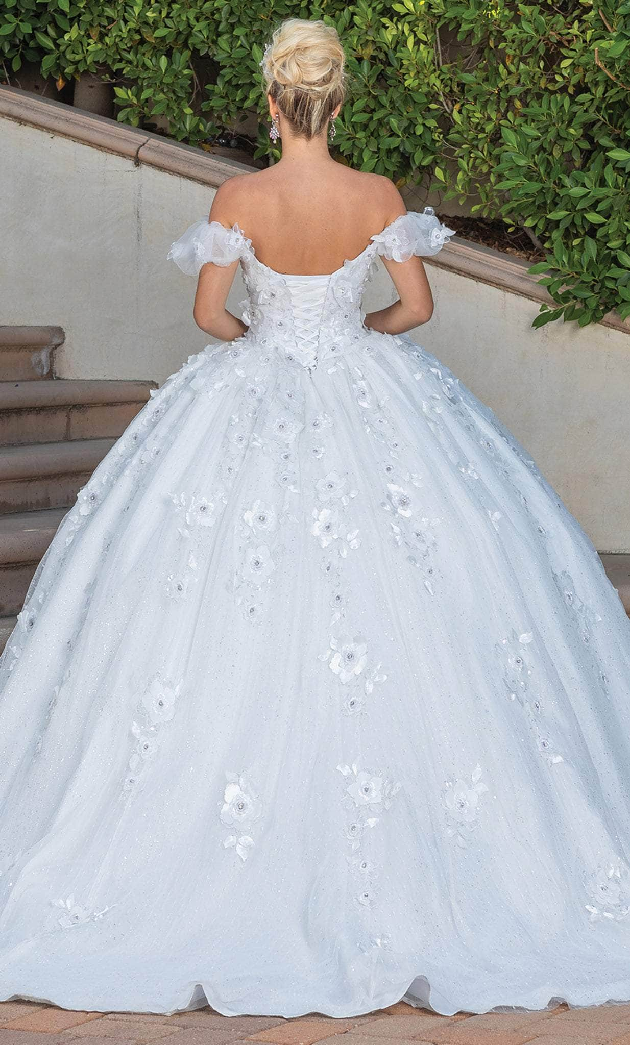 Dancing Queen - 1574 Floral Applique Off Shoulder Ballgown With