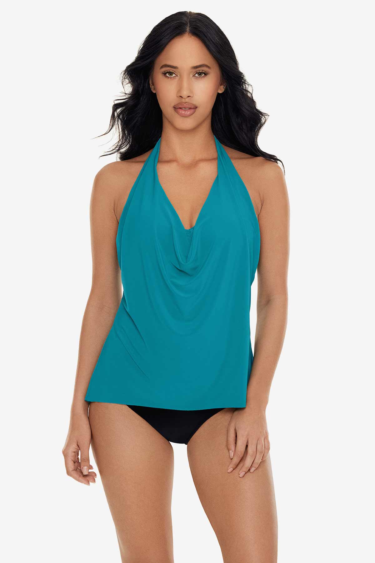 Magicsuit Aloe Chloe V-Neck Tankini Swim Top & Solid Jersey Brief Shirred  Swim Bottom