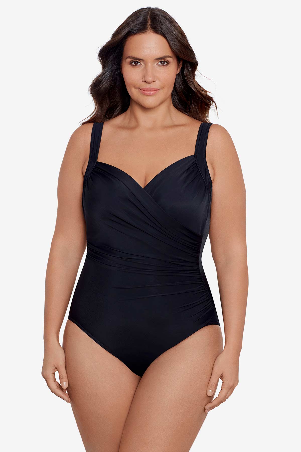 Tummy Control Plus Size Swimwear - Miraclesuit Colorblock Helix One Piece