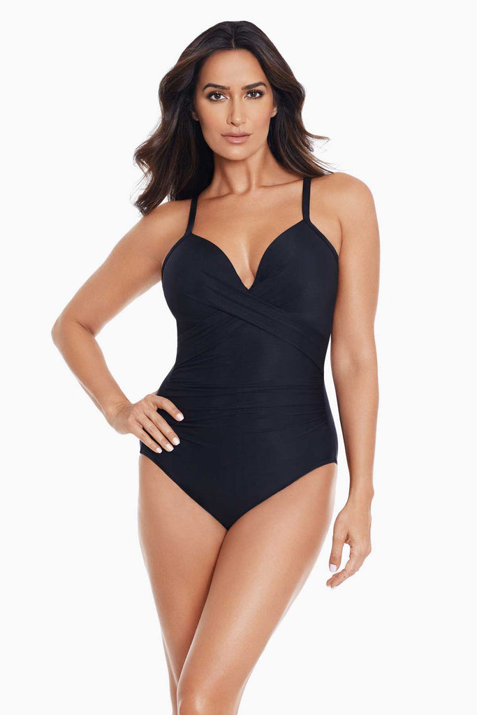 New Miraclesuit One Piece Swimsuit Size 16 Black Miravella by Miraclesuit  Gandolph NWT