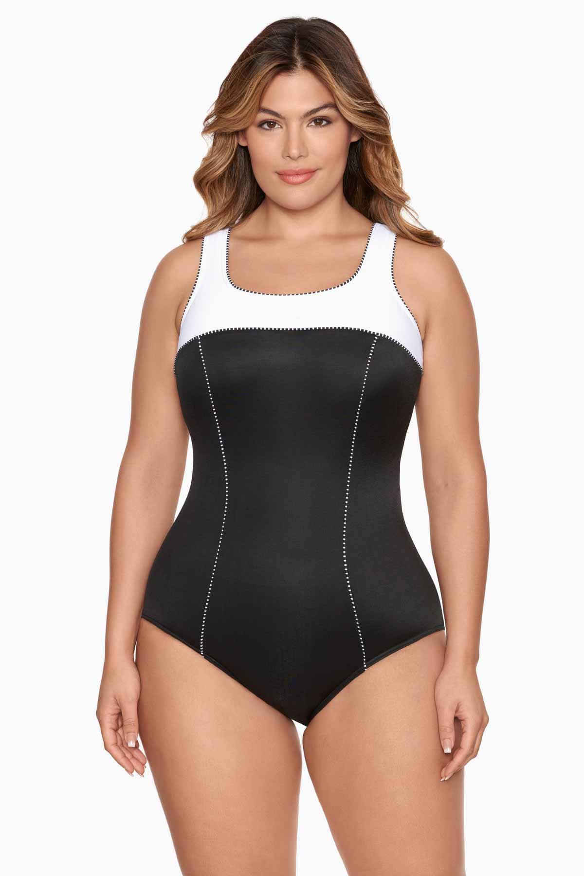 Plus Size One Piece Swimsuit With Tummy Control - Miraclesuit Solid  Sideswipe