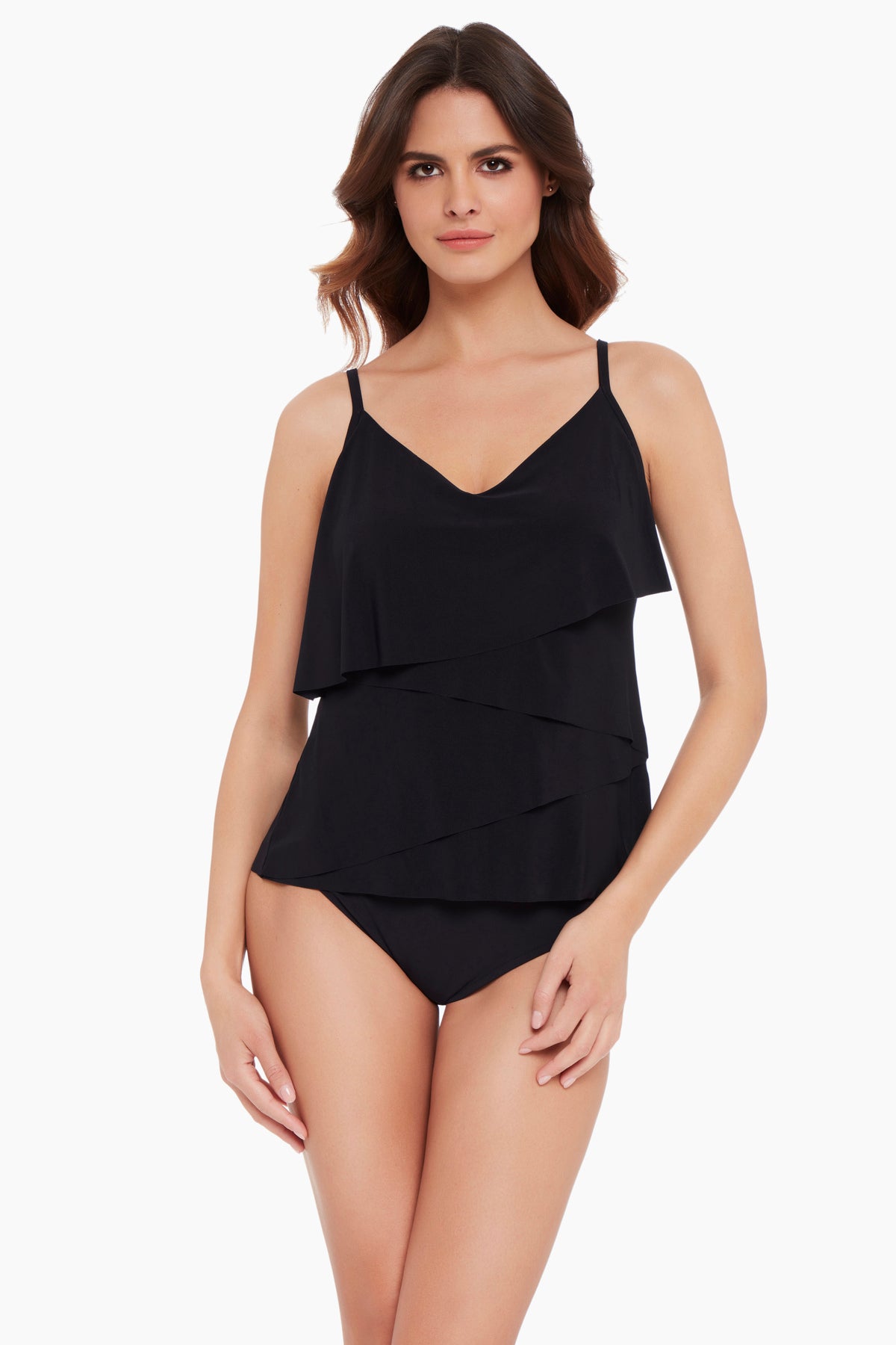 Magicsuit Solid Taylor Tankini Top & Solid Jersey Shirred Bikini