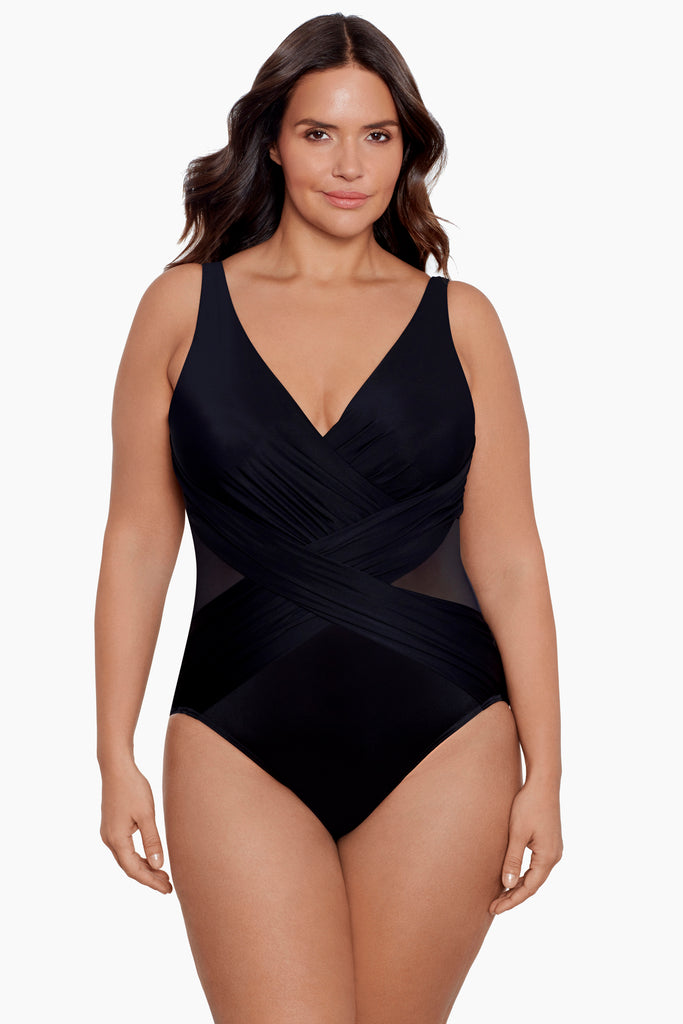 HDE Women's Plus Swim Dress Tummy Control One-Pieces Swimwear Black 24 