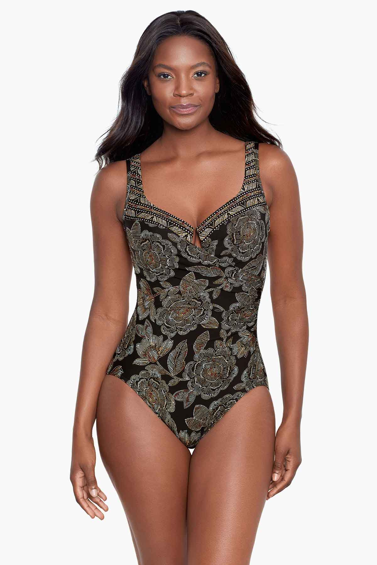 Dreamsuit By Miracle Brands Women's Slimming Control High Neck Keyhole One  Piece Swimsuit, Green Floral, 24W: Buy Online at Best Price in UAE 