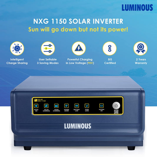 Luminous Solar Solution for Home, Office & Shops (1x NXG+ 1100 Hybrid  Inverter, 1 x LPT12150H 150Ah tall tubular inverter battery, 1 x  Polycrystalline 165 watts solar panel) : : Garden & Outdoors