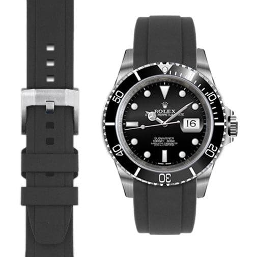 Curved End Rubber Strap for Rolex Submariner with Tang Buckle